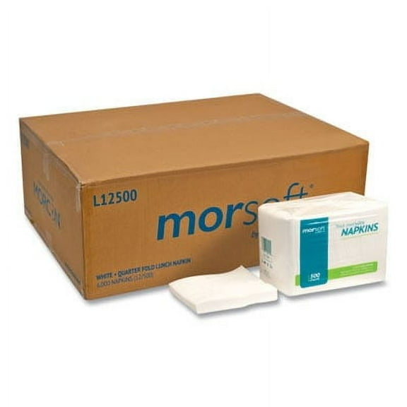 1Pc Morcon Tissue Morsoft 1/4 Fold Lunch Napkins, 1 Ply, 11.8" x 11.8", White, 6,000/Carton (1250)G7