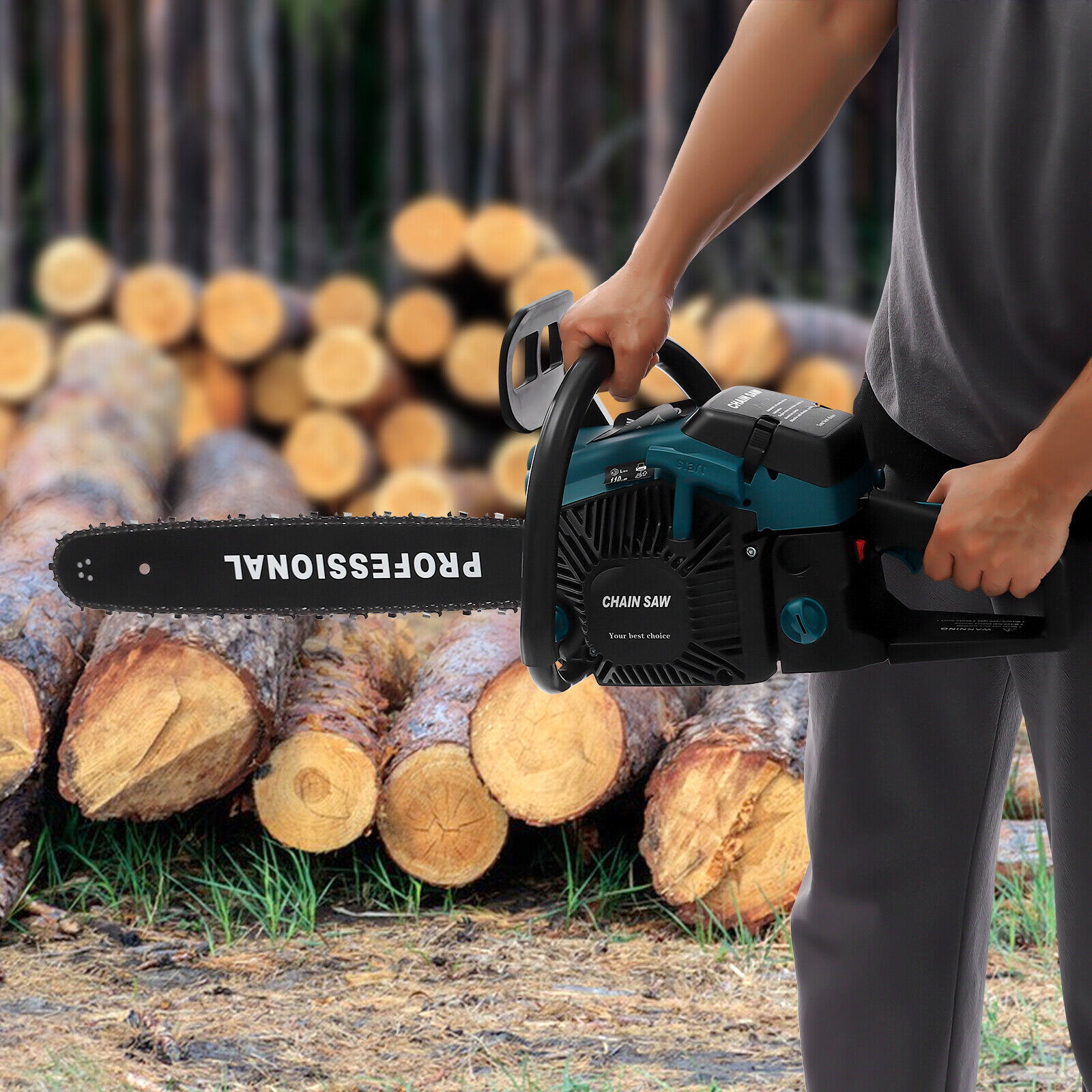 58cc Professional Heavy-Duty Gas Chainsaw - 3.1HP 20-Inch Cutting Bar with 8500RPM for Forestry, Wood Cutting and Tree Pruning