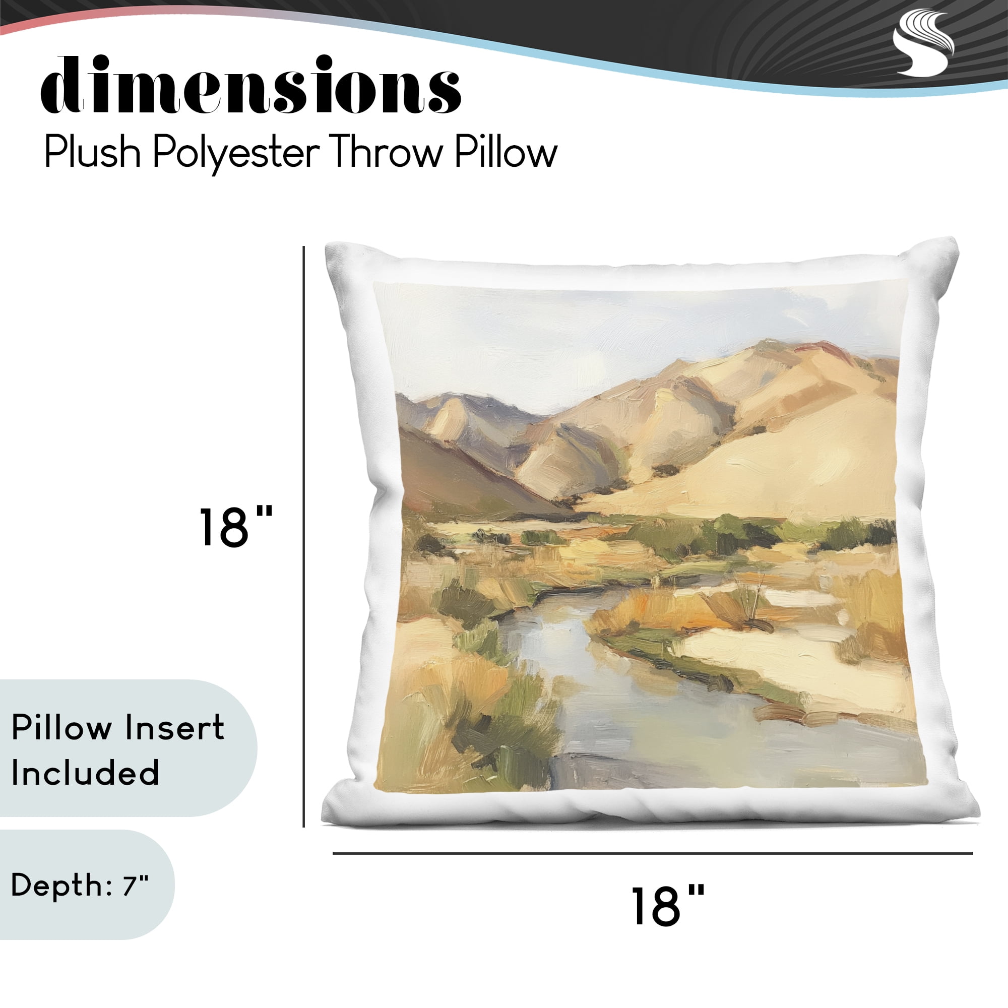Stupell Industries Wispy Desert River Decorative Printed Throw Pillow, design by Petal Prints Design, 18 x 7 x 18