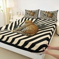 thumbnail image 3 of Feelyou 3D Jungle Leopard Bed Sheets, Cheetah Wildlife King Sheets, Fashion Stripes Abstract Sheet Set, Super Cozy Room Decor, 4-Piece, 3 of 7