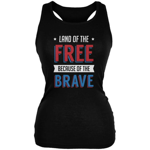 Memorial Day Land of Free Because of Brave Black Juniors Soft Tank Top - Large