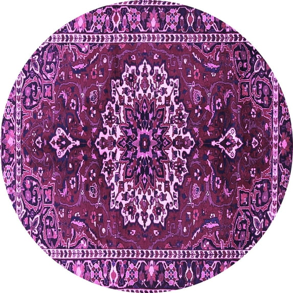 Ahgly Company Indoor Round Medallion Purple Traditional Area Rugs, 8' Round