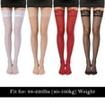 thumbnail image 4 of Deago 4 Pairs Women's Lace Top Thigh High Sheer Stockings Nylon Anti-skid Silicone Stay Up Lingerie Pantyhose (Multicolor), 4 of 9