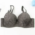 thumbnail image 3 of Fatuov Lace Wire Bras for Women Solid Color Push Up Soft Everyday Bra for Vacation, Supportive Full Coverage Lightly Lined Bra 40C, Dark Gray, 3 of 4