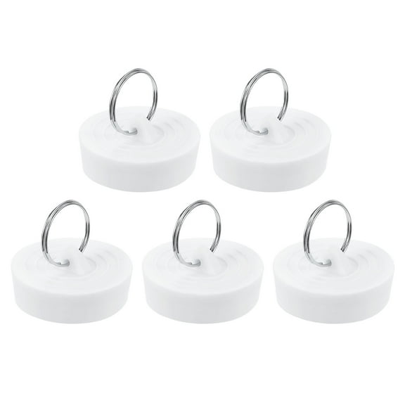 Uxcell 5 Pack Rubber Sink Plug, Bathtub Drain Stopper Fit for 1-5/8" to 1-3/4", White