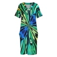 thumbnail image 4 of Vestido de novia holgado para mujer traje elegante con bolsillos abstractos amarillo azul verde y negro falda de verano, 4 of 7