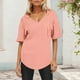 thumbnail image 2 of Sudadera con capucha de manga corta de punto de verano de color liso para mujer: cuello en V, capucha con cordón y tejido ligero para uso informal., 2 of 6
