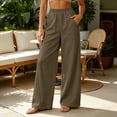 thumbnail image 2 of VBVC Women's Wide Leg Stretchy Sweatpants , Casual Elastic Waist Pants For Women, Ladies' Loose Fit Soft Trousers with Pockets, Army Green , S-2XL, 2 of 7