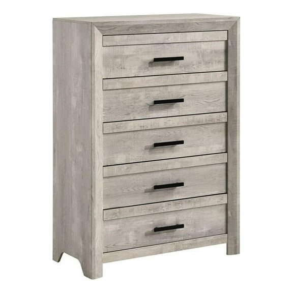 Pemberly Row Contemporary Five Spacious Drawers Chest in White