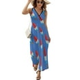thumbnail image 2 of Fun Rocket Pop Popsicle Pattern Dress Summer Street Style Bohemia Long Dresses Female Sleeveless Printed Maxi Dress, 2 of 9