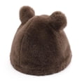 thumbnail image 2 of Gorro VPTMRP para mujer, pelo peludo y orejas de oso, color rosa cálido, 2 of 7