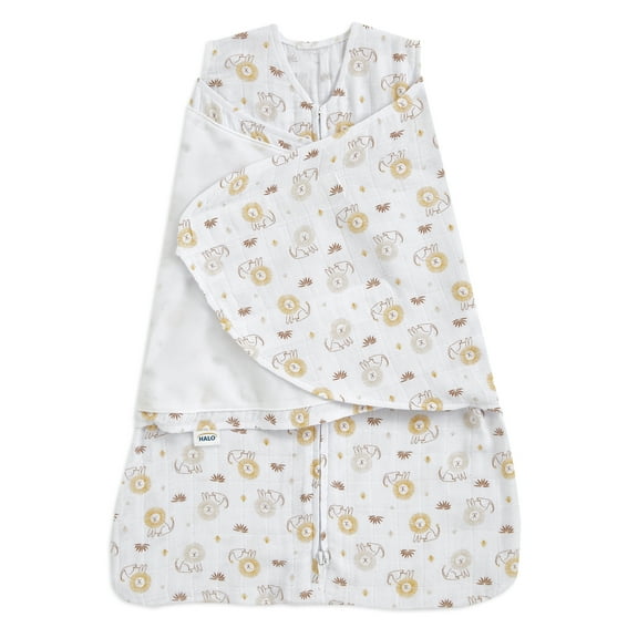 HALO SleepSack Swaddle, 100% Cotton Muslin, Lions, Newborn, Unisex, 0-3 Months