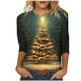 thumbnail image 2 of LEKWK Christmas Character Shirts for Women Xmas Tree Crew Neck 3/4 Sleeve Tops Gnome Christmas Shirts for Women Tropical Christmas Shirts for Women, 2 of 5