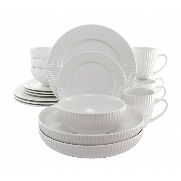 Elama Elle 18 Piece Porcelain Dinnerware Set with 2 Large Serving Bowls