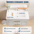 thumbnail image 4 of Floating Bathroom Vanity with Sink 30 inch, Modern Bathroom Sink Cabinet, Ceramic Vanity Top, 2 Large Storage Drawers with Gold Metal Handle, Easy to Assembly, 4 of 7