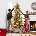thumbnail image 6 of Best Choice Products 7.5ft Pre-Lit Flocked Slim Aspen Noble Fir Christmas Tree w/ 2,136 Branch Tips, 400 LED Lights, 6 of 7
