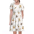 thumbnail image 1 of Balery Bees And Flowers Vestidos sueltos de manga corta para mujer, vestidos de verano 2025, vestidos casuales de corte A con vuelo., 1 of 6