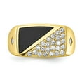 thumbnail image 5 of Solid 10k Yellow Gold CZ Cubic Zirconia and Onyx Men's Ring Band Size 11.5, 5 of 6