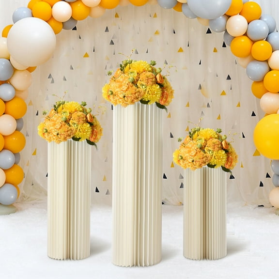 3 PCs Wedding Paper Cardboard Flower Stand White Flower Stand Party Decoration Dessert Table Cylinder Display Rack