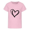 thumbnail image 3 of REDARER Girls' Big Kids Heart Themed Print Tee - Round Neck Short Sleeve Summer Loose Fitting Casual Comfortable Daily Wear Top,3-4 Years, 3 of 3
