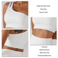 thumbnail image 3 of Ribbed Single Shoulder Yoga Beautiful Back Bra Stretch Shockproof Sports Bra Women Running Fitness Vest Swan White L, 3 of 4