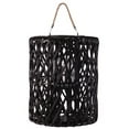 thumbnail image 2 of Urban Trends Collection 55000 Wood Cylindrical Lantern with Rope Handle, Black - Large, 2 of 3