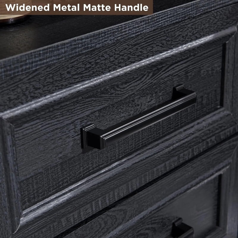 Kelno 18" Nightstand with Charging Station Farmhouse Wooden End Table with 2 Drawers USB TypeC Outlets，Black