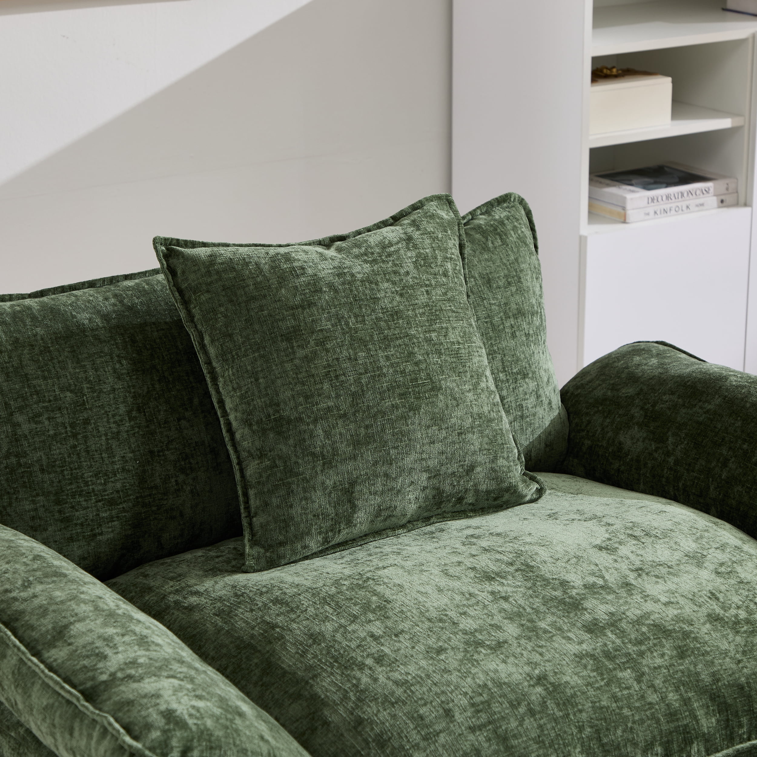 44.5" Accent Chair with Ottoman Club Chair Chenille Upholstered Armchair