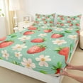 thumbnail image 3 of Manfei Country Floral Twin Sheet Sets,Cute Strawberries Twin Fitted Sheet,Kawaii Daisy Flat Sheet For Girls,Luxury Bedroom Decor,3pcs, 3 of 7