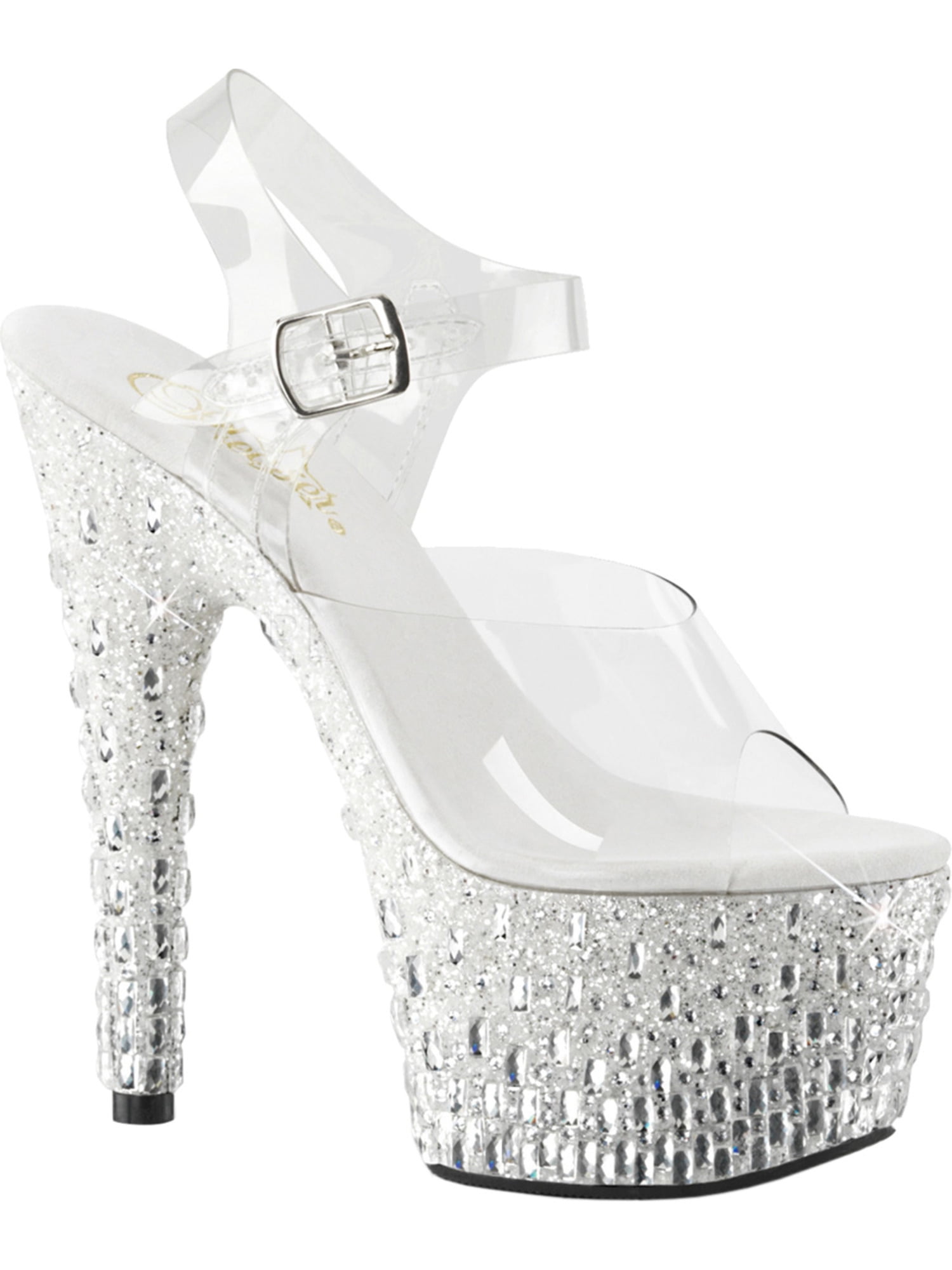 silver sparkly platform sandals