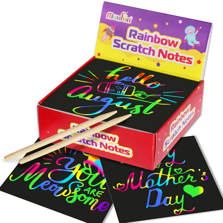 Max Fun Rainbow Magic Scratch Mini Art Notes 150 Sheets with 2