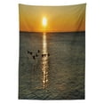 thumbnail image 3 of Ambesonne Bird Tablecloth Rectangular Table Cover, Geese Flying over Lake, 60"x84", Orange and Grey, 3 of 4