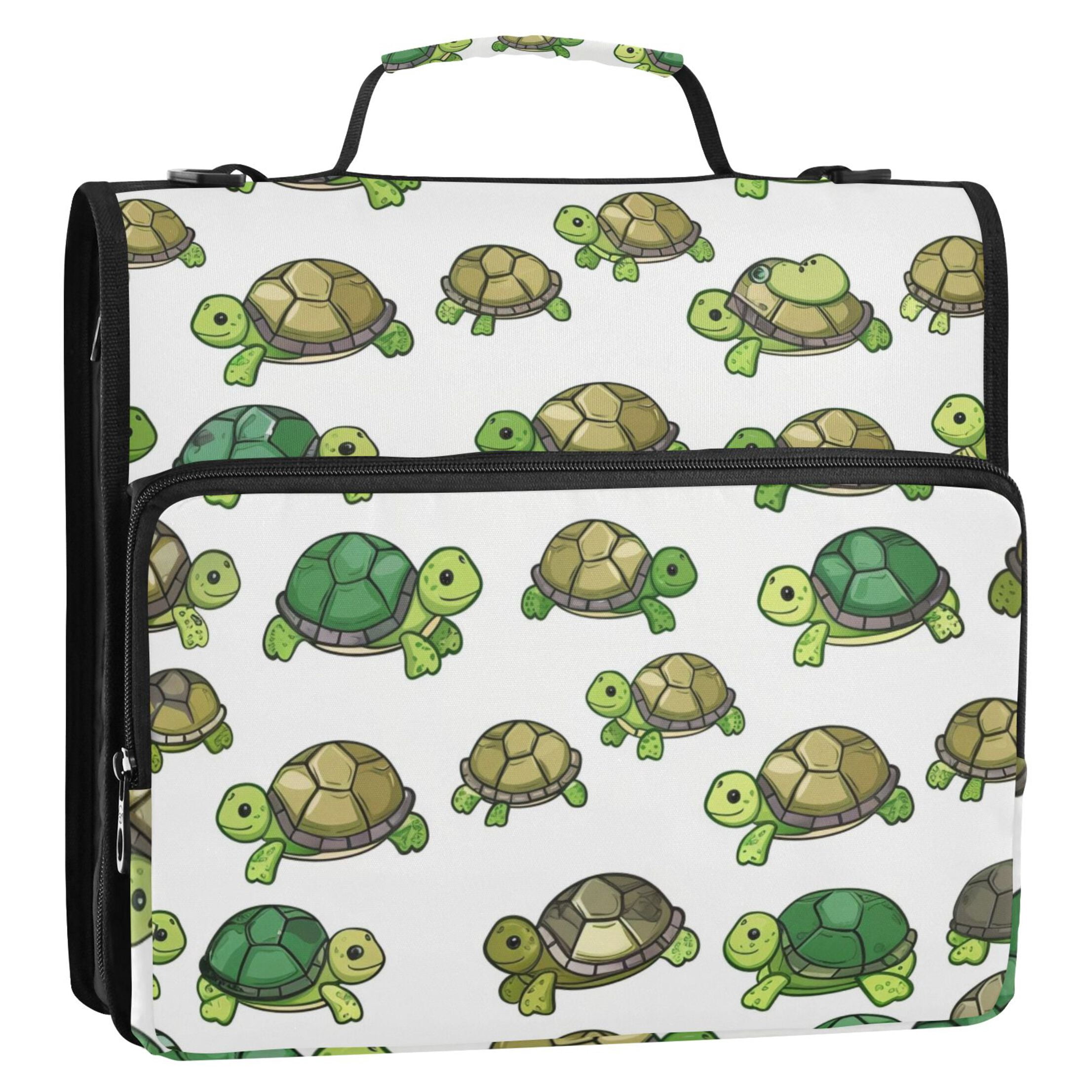 ALAZA Zipper Binder Cartoon Turtles 3 Ring Trapper Keeper File Folder Organizer Bag