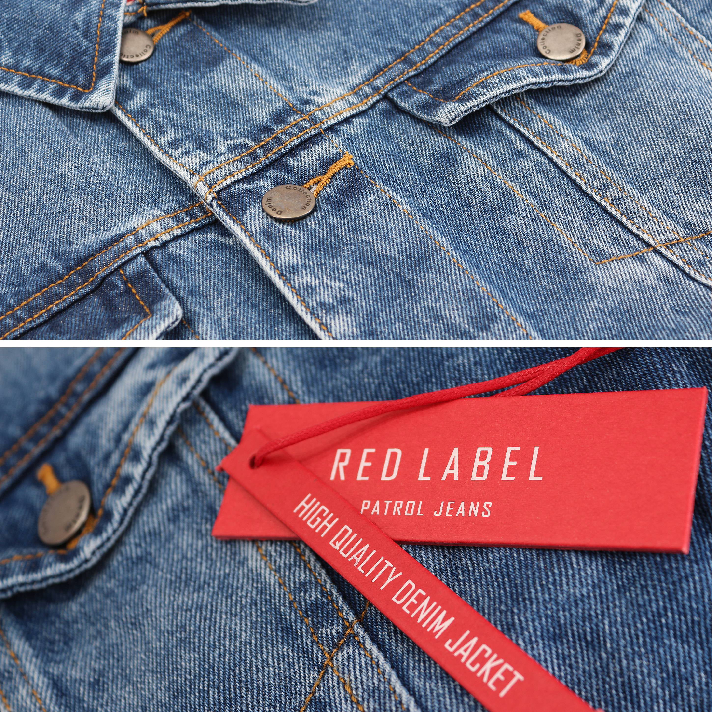 Red Label Men's Premium Casual Faded Denim Jean Button Up Cotton Slim Fit  Jacket (Mineral Black, S) 