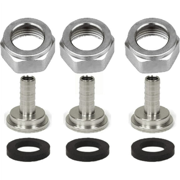 Homebrewstuff 3 Pack Beer Nut,Tail Piece, Washer Gasket Kit for Kegerator Draft Beer Shank
