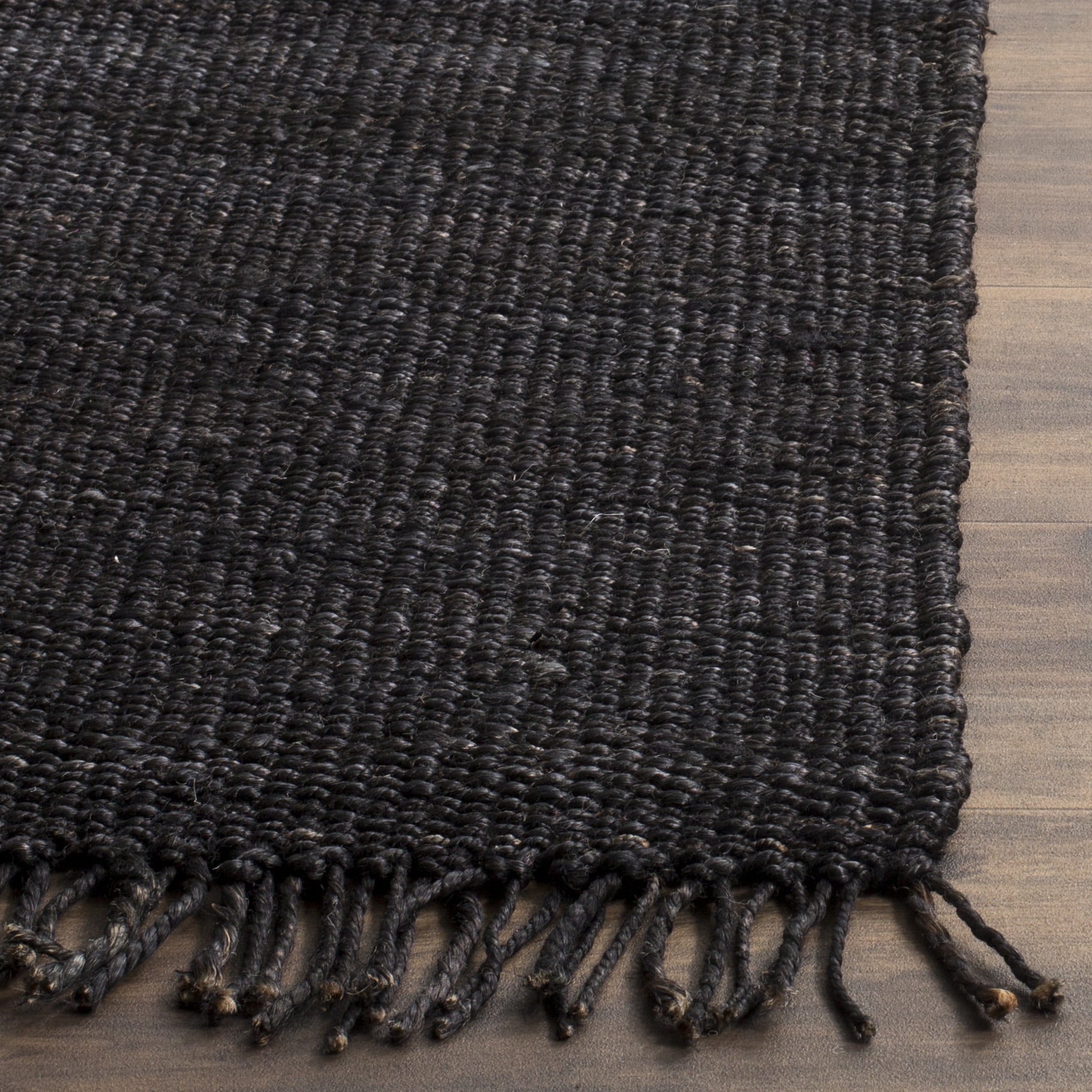 SAFAVIEH Natural Fiber Clara Braided Jute Area Rug, Black, 4' x 4' Square