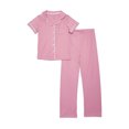 thumbnail image 2 of Catherine Malandrino Girls Ribbed Short Sleeve Top, Pants with Bonus Headband 3-Piece Pajama Sleep Set, Sizes 5-16, 2 of 4
