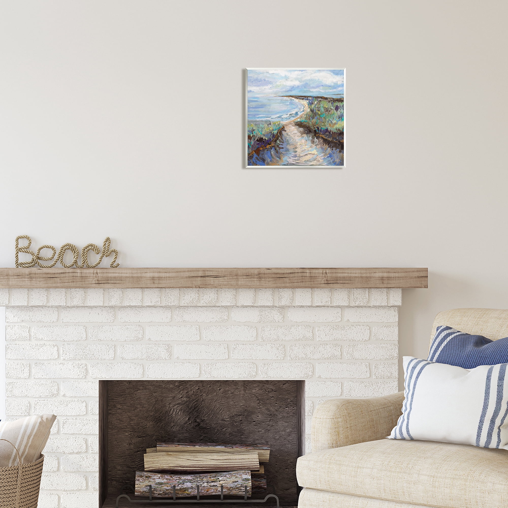 Stupell Industries Cloudy Ocean Coast Painting Nature Painting Unframed Art Print Wall Art, 12 x 12