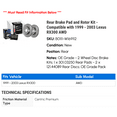 thumbnail image 2 of Rear Brake Pad and Rotor Kit - Compatible with 1999 - 2003 RX300 AWD 2000 2001 2002, 2 of 2