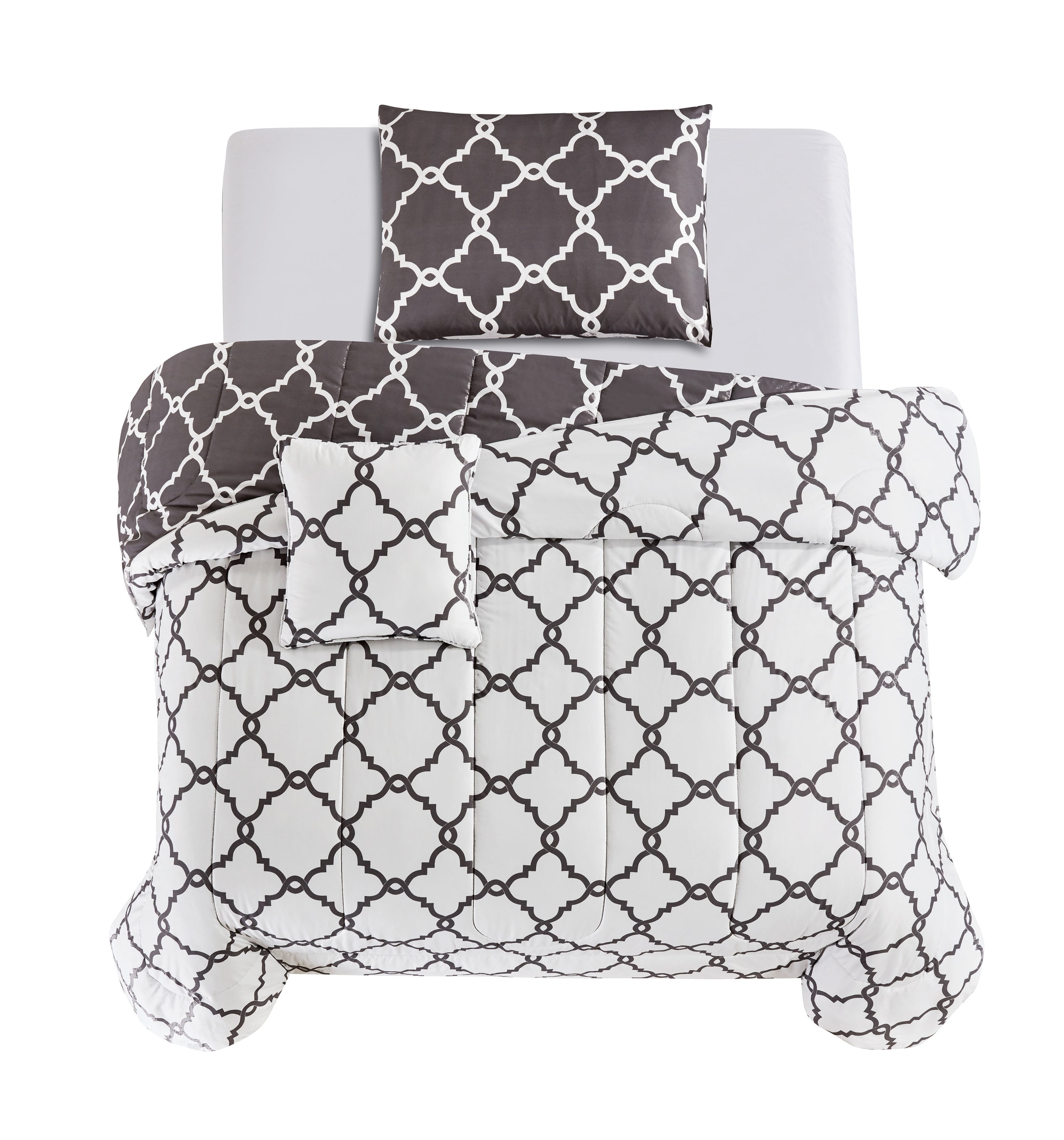Lux Decor Collection 4 Piece Geometric Twin Comforter Set - Polyester Filling Reversible Washable Comforter Set