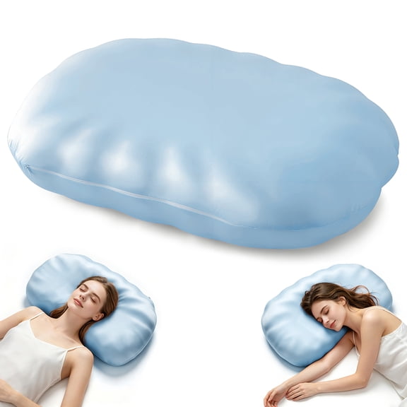 COOKCOK Cooling Shell-Shaped Cloud Pillow, Ergonomic Memory Foam Neck Support Bed Pillow, Blue