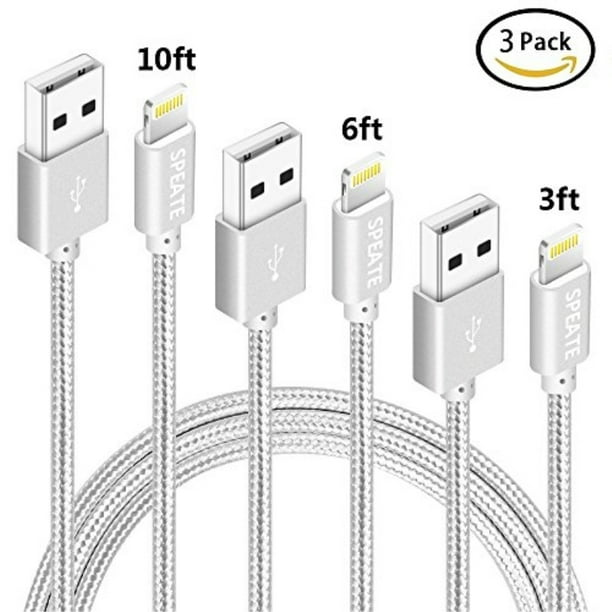 iPhone Charger,SPEATE Lightning Cable 3Pack 3FT 6FT 10FT Nylon Braided Cord to USB Syncing Charging Cable iPhone X88 Plus77 Plus66 Plus6s6s iPhone Charger,SPEATE Lightning Cable 3Pack 3FT 6FT 10FT Nylon Braided Cord to USB Syncing Charging Cable iPhone X88 Plus77 Plus66 Plus6s6s