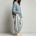 thumbnail image 6 of PNTUTB Fashion Women's Color Block Two Piece Set Crew Neck Long Sleeve Top Harem Pants Loose Casual Comfort Trendy Outfit Sets, 6 of 7