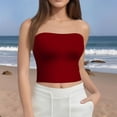 thumbnail image 2 of Women's Sexy Tube Top Sleeveless Crop Camisole, Summer Bodycon Vest for Festive Events or Night Out,Red 2XL, 2 of 5