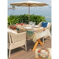 thumbnail image 5 of Outdoor Tablecloth with Umbrella Hole for Patio/Picnic/Party/Camping, Summer Coastal Waterproof Table Cloth Rectangle Table Cover Washable, Nautical Ocean Starfish Conch Coral Retro Brown (60"x 84"), 5 of 8