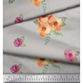 thumbnail image 2 of Soimoi Cotton Voile Fabric Flower & Leaves Watercolor Printed Craft Fabric by the Yard 56 Inch Wide, 2 of 3