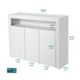 thumbnail image 5 of Console Table High Gloss Sideboard with 16 Colors LED Lights and Open Shelf, Bar Cabinet Kitchen Buffet Cabinet Storage Server Table with 3 Doors - White, 5 of 8