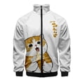 thumbnail image 2 of Nueva chaqueta con estampado de gato 3D para hombre y mujer, estilo Harajuku, hip hop, nueva sudadera blanca con capucha, sudadera informal con cuello alto y cremallera, abrigo, ropa, 2 of 5