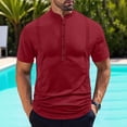 thumbnail image 4 of Klisyaur Shirt for Men Short Sleeve Crewneck Button Shirts Solid Color Casual Fashion Summer Tees Top, 4 of 7