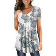 thumbnail image 2 of Pompotops Haut/chemise à Manches Courtes Col en V Imprimé Mode Grande Taille pour Femmes Été Liquidation, 2 of 5
